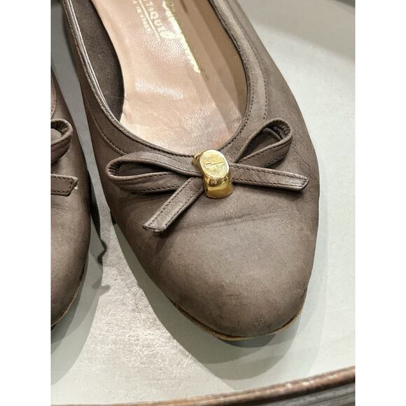 VTG Salvatore Ferragamo Boutique Women's Size 8.5 Leather Slip On Bow Almond Toe - Picture 4 of 12